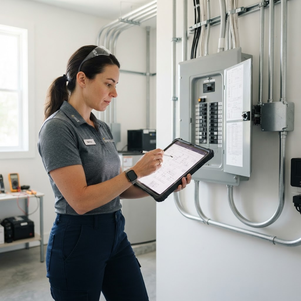 Forever Solar engineer reviewing a home electrical system design